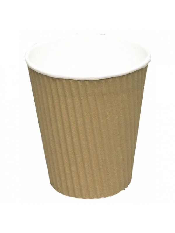 Pap-krus 23,4 cl. To-Go Ripple Wrap termokrus, brun - 25 stk.